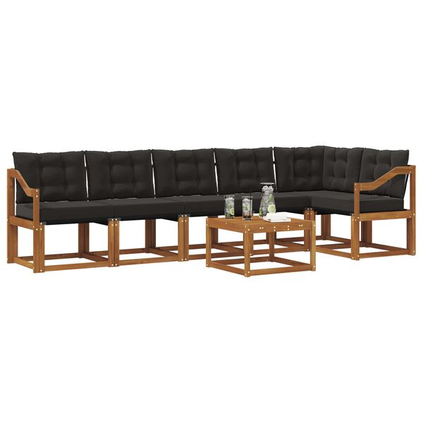 vidaXL Z&aacute;hradn&aacute; s&uacute;prava gaučov s vank&uacute;&scaron;om 7 pcs Pr&iacute;rodn&aacute; a čierna