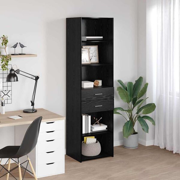 vidaXL Highboard Čierny dub 50 x 42,5 x 185 cm Kompozitn&eacute; drevo