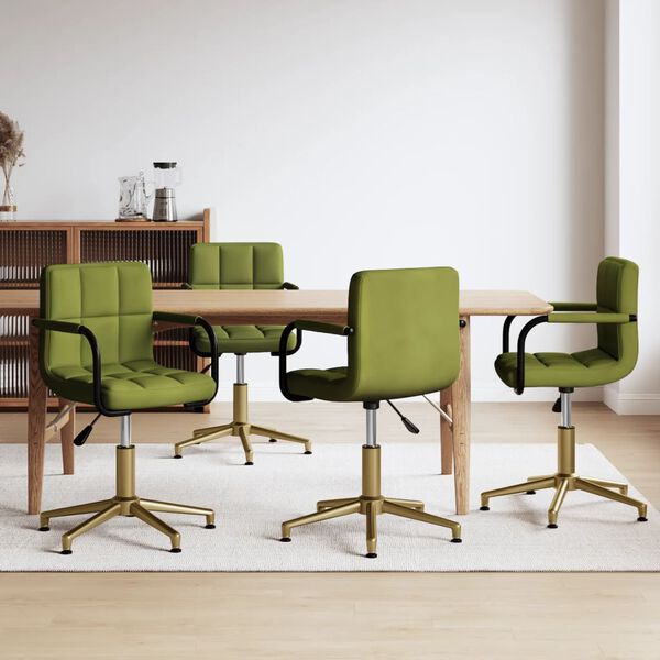 vidaXL Otočn&eacute; jed&aacute;lensk&eacute; stoličky 4 ks bledozelen&eacute; zamatov&eacute;