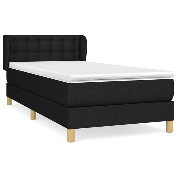vidaXL Posteľn&yacute; r&aacute;m boxspring s matracom čierny 90x200 cm l&aacute;tka