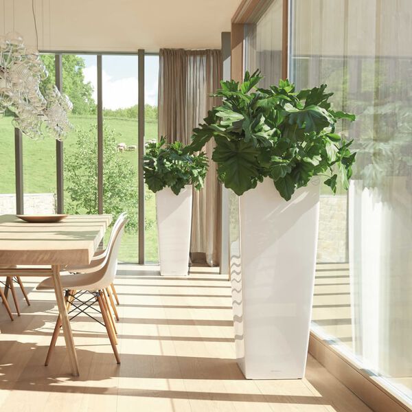 LECHUZA Kvetináč Cubico Alto 40 ALL-IN-ONE vysokolesklý biely 18230