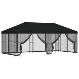 vidaXL Alt&aacute;nok so stenami 6 x 3 m Čierna Polyester a oceľ 190 gsm