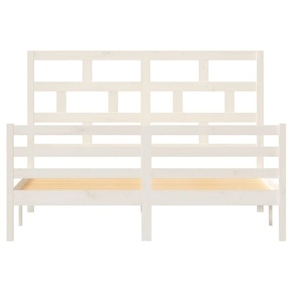 vidaXL Posteľný rám biely masívna borovica 160x200 cm