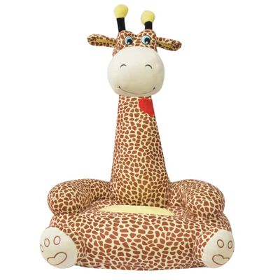 vidaXL Detské plyšové kreslo Žirafa, hnedé
