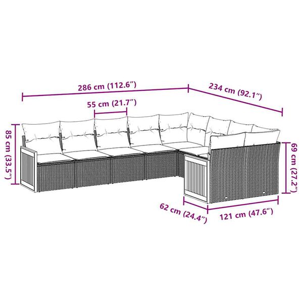 vidaXL 9-dielna z&aacute;hradn&aacute; jed&aacute;lensk&aacute; sada s vank&uacute;&scaron;mi čierna polyratan