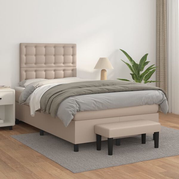 vidaXL Boxspring posteľ s matracom kapuč&iacute;nov&aacute; 120x200 cm umel&aacute; koža