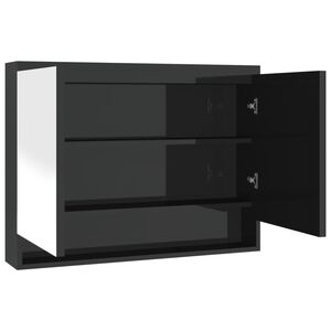 vidaXL K&uacute;peľňov&aacute; zrkadlov&aacute; skrinka 80x15x60 cm MDF leskl&aacute; čierna