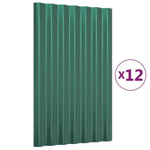 vidaXL Stre&scaron;n&eacute; panely 12 ks pozinkovan&aacute; oceľ zelen&aacute; 60x36 cm