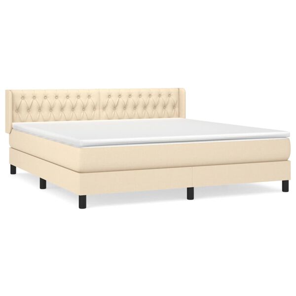 vidaXL Posteľn&yacute; r&aacute;m boxspring s matracom kr&eacute;mov&yacute; 180x200 cm l&aacute;tka