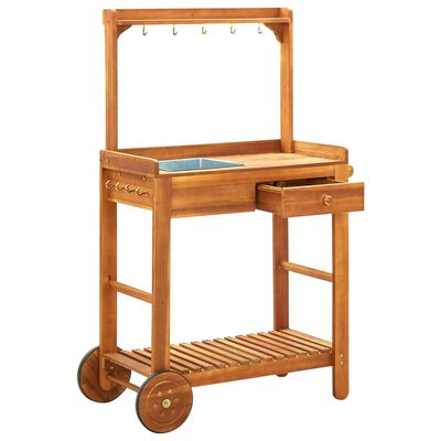 vidaXL Záhradný servírovací vozík z akáciového dreva 92x43,5x141,5 cm