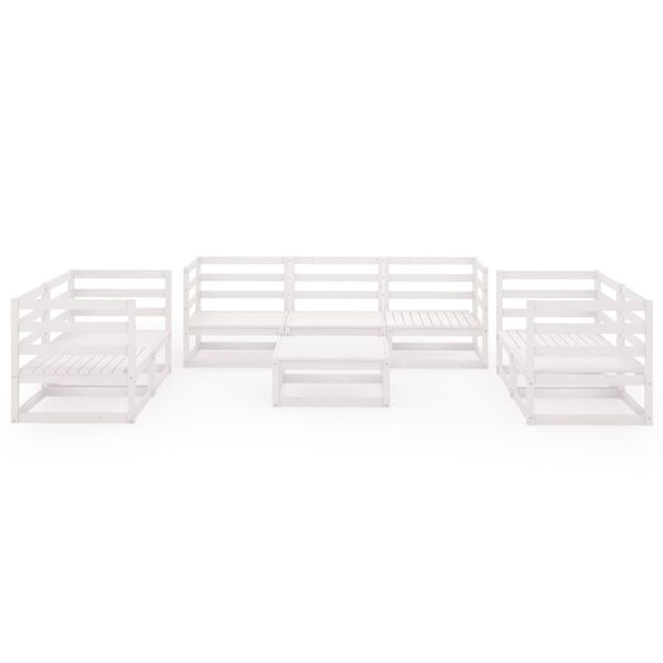 vidaXL 8-dielna záhradná sedacia súprava biela masívna borovica