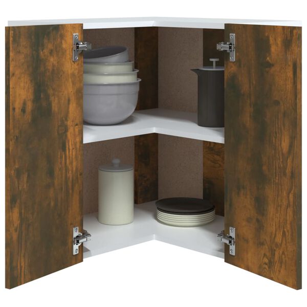 vidaXL Závesná rohová skrinka “Lyon” dymový dub 57x57x60cm