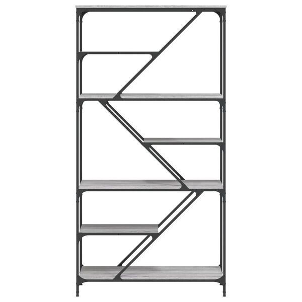 vidaXL Knižnica sivá sonoma 91x36x176 cm kompozitné drevo a oceľ