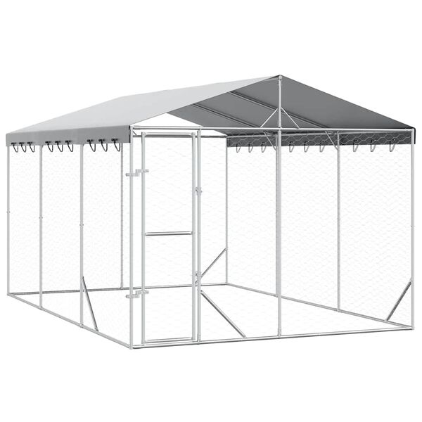 vidaXL Vonkaj&scaron;&iacute; koterec pre psov strieborn&yacute; 3x4,5x2,5 m pozinkov. oceľ