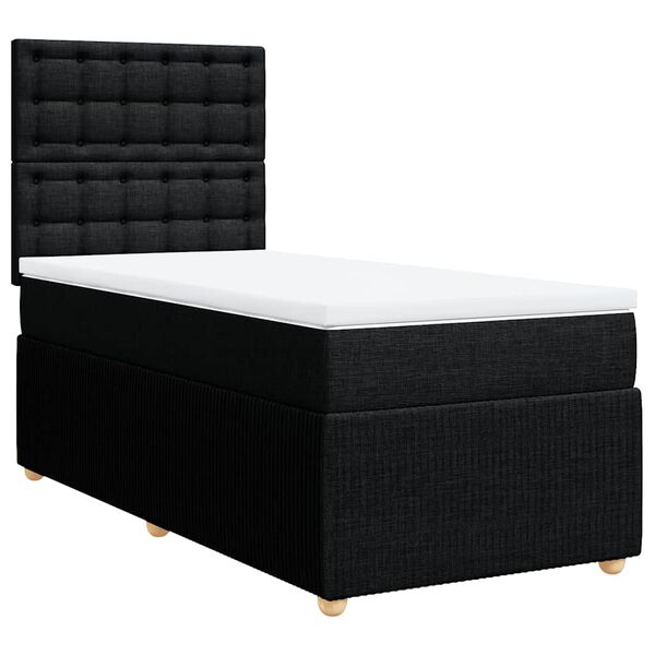 vidaXL Posteľn&yacute; r&aacute;m boxspring s matracom čierny 90x190 cm l&aacute;tka