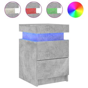 vidaXL Nočn&yacute; stol&iacute;k s LED svetlami bet&oacute;novo siv&yacute; 35x39x55 cm