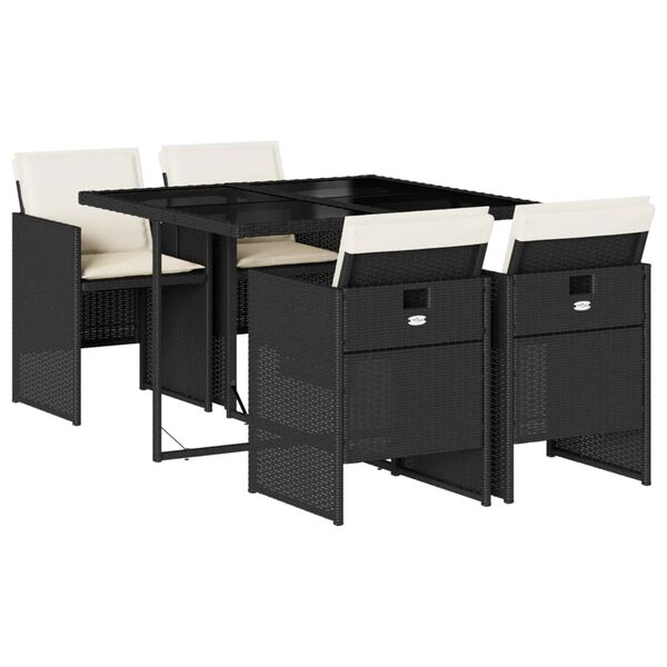 vidaXL 5-dielna z&aacute;hradn&aacute; jed&aacute;lensk&aacute; s&uacute;prava a vank&uacute;&scaron;e čierna polyratan