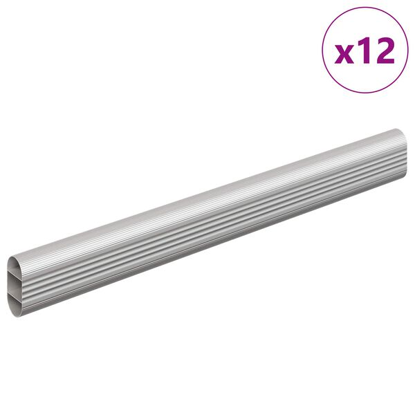 vidaXL Tyč do skrine 12 pcs Strieborn&aacute; 764 x 15 x 29 mm