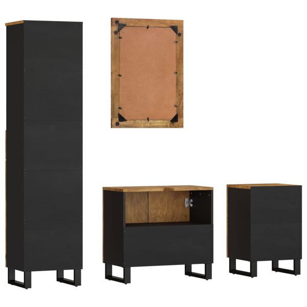 vidaXL 4-dielna s&uacute;prava k&uacute;peľňov&eacute;ho n&aacute;bytku mangovn&iacute;kov&eacute; drevo