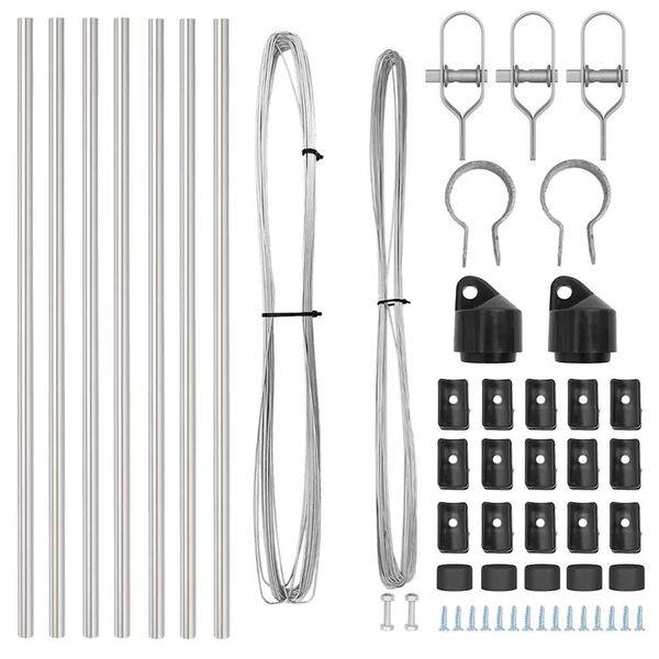 vidaXL Stĺp na plot. 7 pcs Strieborn&aacute; Oceľ