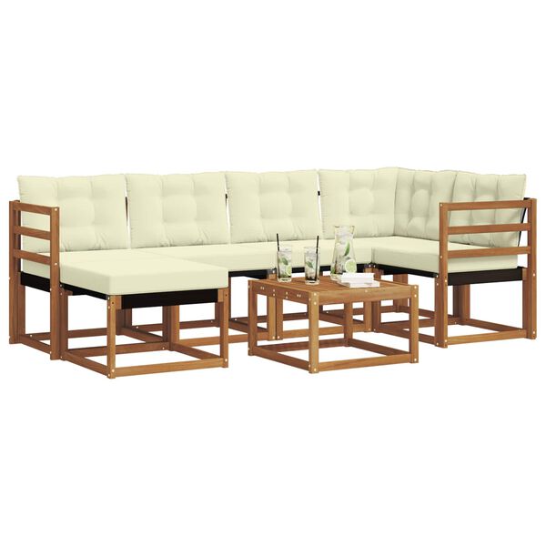 vidaXL Z&aacute;hradn&aacute; s&uacute;prava gaučov s vank&uacute;&scaron;om 7 pcs Pr&iacute;rodn&aacute; a kr&eacute;mov&aacute;