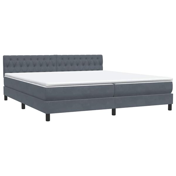 vidaXL Posteľn&yacute; r&aacute;m boxspring s matracom tmavosiv&yacute; 180x210 cm zamat