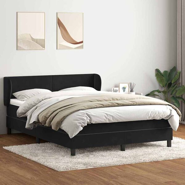 vidaXL Posteľn&yacute; r&aacute;m boxspring s matracom čierny 160x210 cm zamat