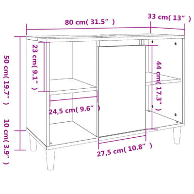 vidaXL Umývadlová skrinka biela 80x33x60 cm kompozitné drevo