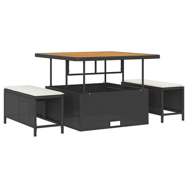 vidaXL S&uacute;prava z&aacute;hradn&yacute;ch pohoviek 17 pcs Čierna a kr&eacute;mov&aacute; polyratan