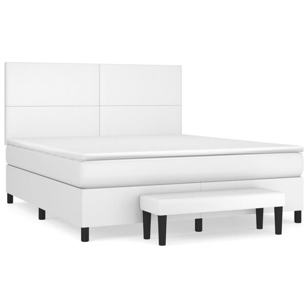 vidaXL Boxspring posteľ s matracom biela 180x200 cm umelá koža