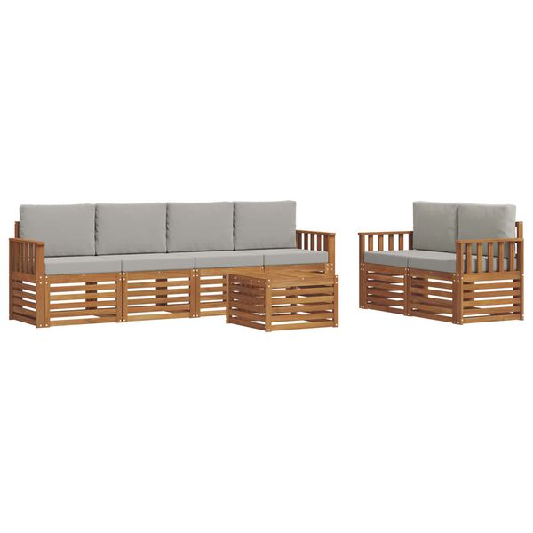 vidaXL S&uacute;pravy pohoviek s vank&uacute;&scaron;om 7 pcs Pr&iacute;rodn&aacute; a svetlosiv&aacute;