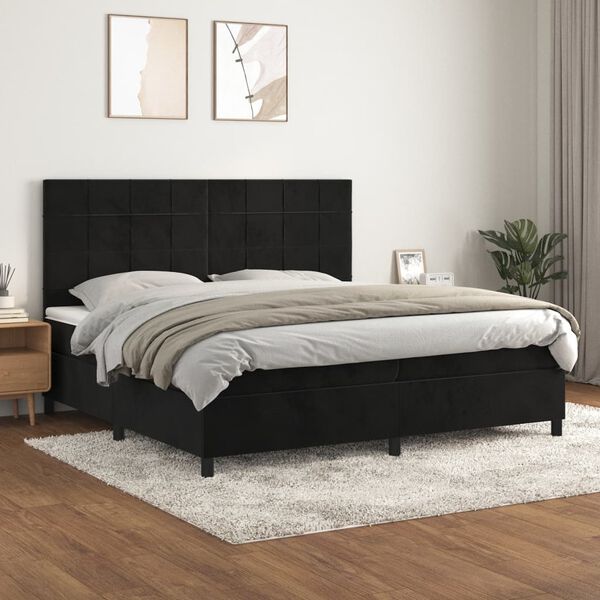 vidaXL Posteľn&yacute; r&aacute;m boxspring s matracom čierny 200x200 cm zamat