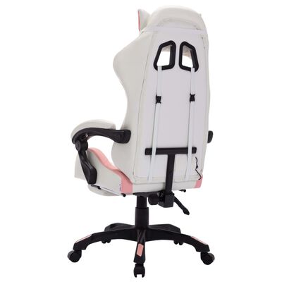 vidaXL Herná stolička s RGB LED svetlami ružovo-biela umelá koža