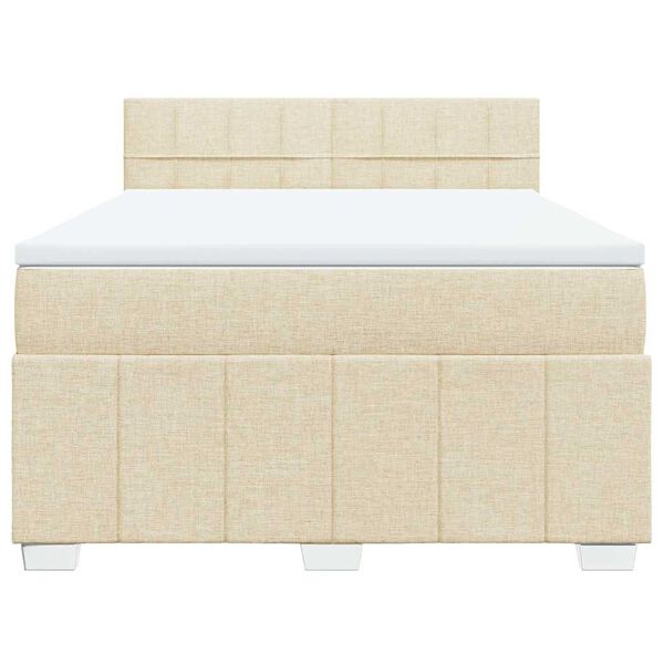 vidaXL Boxspring posteľ s matracom kr&eacute;mov&yacute; 140x190 cm l&aacute;tka