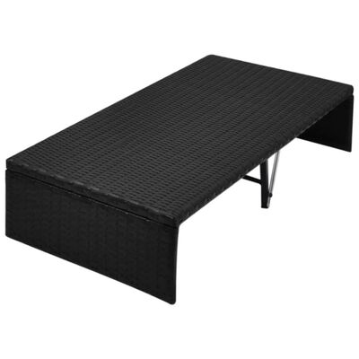 vidaXL Záhradná posteľ so strieškou čierna 190x130 cm polyratanová