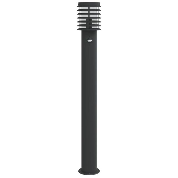 vidaXL Vonkajšia stojaca lampa senzor čierna 110 cm nehrdzavejúca oceľ