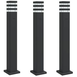 vidaXL Vonkaj&scaron;ie stojace lampy so z&aacute;suvkou 3 ks čierne 80 cm hlin&iacute;k