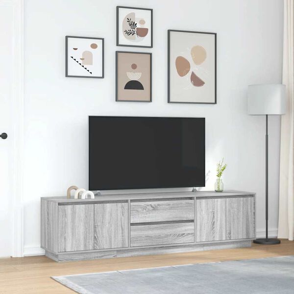 vidaXL TV skrinka s LED svetlami siv&aacute; sonoma 193,5x41x50 cm