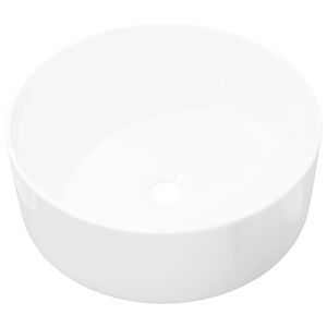 vidaXL Okr&uacute;hle keramick&eacute; um&yacute;vadlo, biele, 40x15 cm