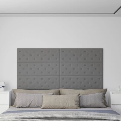 vidaXL Nástenné panely 12 ks sivé 90x30 cm umelá koža 3,24 m²