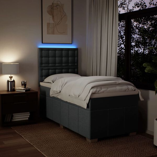 vidaXL Boxspring posteľ s matracom tmavosiv&aacute; 90x190 cm l&aacute;tka