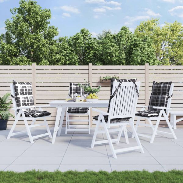 vidaXL Vank&uacute;&scaron;e na stoličky s vysok&yacute;m operadlom 4 ks siv&eacute; kocky l&aacute;tka