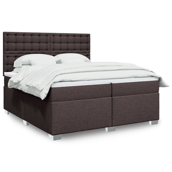 vidaXL Boxspring posteľ s matracom tmavohned&aacute; 200x200 cm l&aacute;tka