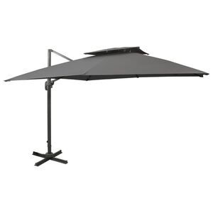 vidaXL Z&aacute;vesn&yacute; z&aacute;hradn&yacute; slnečn&iacute;k, dvojit&aacute; strie&scaron;ka 300x300cm, antracit