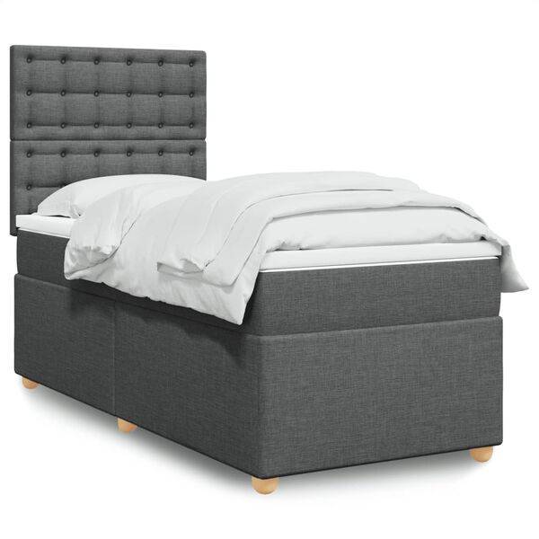 vidaXL Boxspring posteľ s matracom tmavosivá 90x190 cm látka