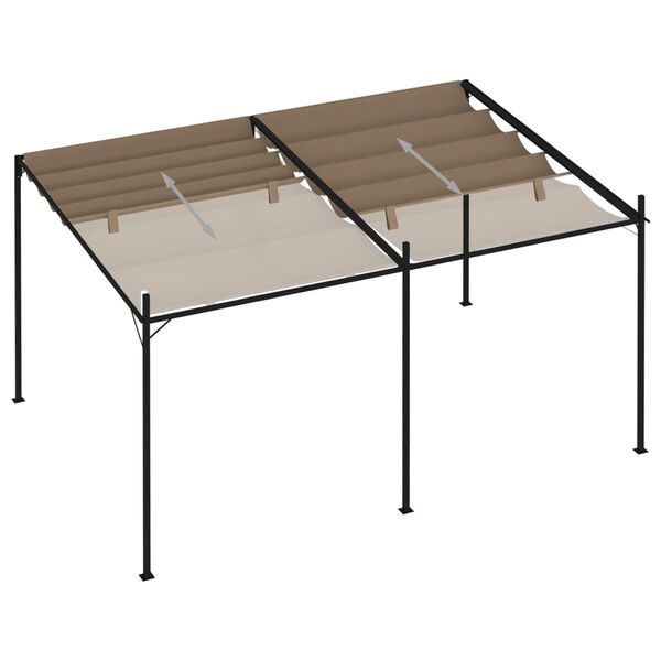 vidaXL Altánok so zaťahovacou strechou 400x300x233 cm sivohnedý