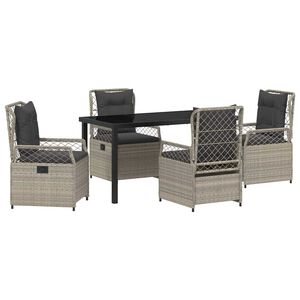 vidaXL Z&aacute;hradn&yacute; jed&aacute;lensk&yacute; set 5 pcs Svetlosiv&aacute; polyratan