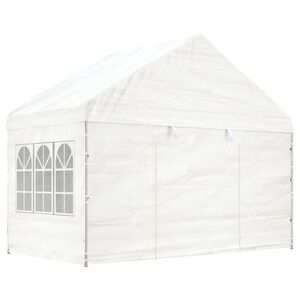 vidaXL Altánok so strechou, biely 4,08x2,23x3,22 m, polyetylén