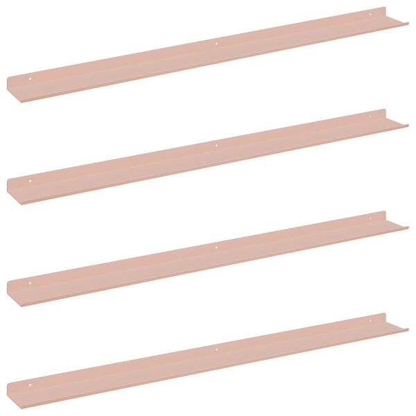 vidaXL Z&aacute;vesn&aacute; polica N&aacute;stenn&yacute; 4 pcs Ružov&aacute; 100 x 9 x 2,5 cm Oceľ