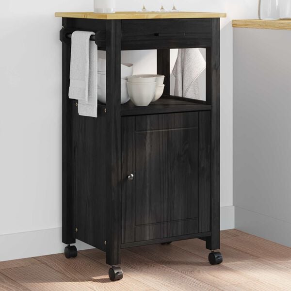 vidaXL Kuchynsk&yacute; voz&iacute;k Jednofarebn&yacute; Čierna